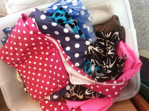She also suggested we show of our favourite bits of stash. As I love all of my stash, and digging it out is hard work, I thought I'd show this pile that has most recently been prewashed. Yes, there is four lots of polka dot, so what? 